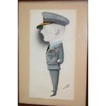 A watercolour caricature portrait of Air Chief Marshall Sir Norman Bottomley by Amies Milner dated