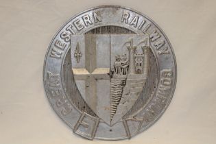 An aluminium Great Western Railway Company circular plaque 11" diameter