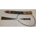 A Chinese/Malaysian-style sword with heavy 22" single edged blade,
