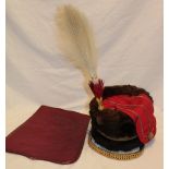 A Victorian Officer's brown fur busby of the 8th Royal Irish Hussars by Hawkes & Co London with red