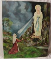 F** Weston - oil on canvas Religious scene with angel,