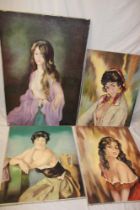 F** Weston - oils on canvases Four various female bust portraits, signed and dated 1966/1970,