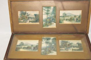 B** R** S** - watercolours Six small country views, signed with initials, 3½" x 5",