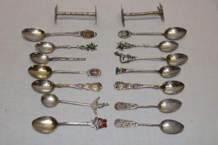 A selection of mainly silver ornamental teaspoons including a Chinese silver teaspoon,