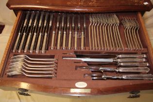 A good quality 1940's oak canteen of silver-plated cutlery by William Harvey of Guildford