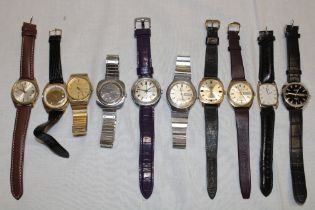Ten various gent's wristwatches including Everite, Seiko, Santima, Carronade etc.