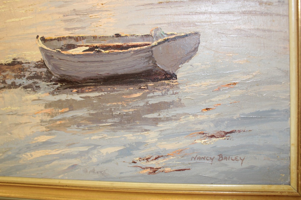 Nancy Bailey - oil on canvas River Fal scene with boats in the foreground, signed, - Image 2 of 3