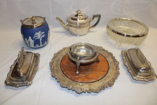 A pair of silver-plated butter dishes and covers,