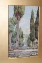 A** Boretti - watercolour Mediterranean garden scene, signed,
