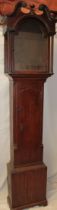 A 19th century oak longcase clock case to fit a 12" arched dial