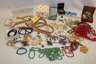 A large selection of costume jewellery, necklaces,
