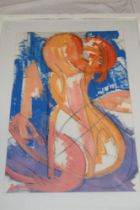 Dave Thomas - acrylic "Figure in Pink and Orange", signed, inscribed and dated 1999,