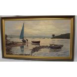 Nancy Bailey - oil on canvas River Fal scene with boats in the foreground, signed,