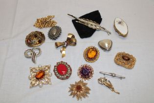 A selection of various costume jewellery including brooches etc