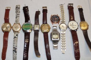 A selection of various gent's wristwatches including LOV, Bulova, Orient, Bernard and others etc.