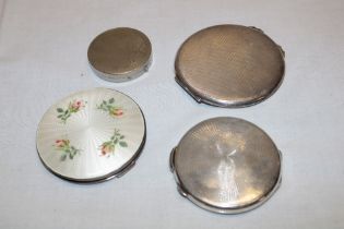 Three various silver mounted compacts and one other (4)