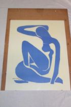 A silk screen print "The Blue Nude" after H.