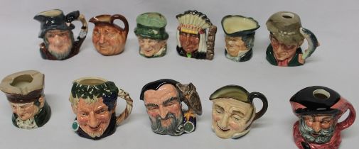 Eleven Royal Doulton china medium size character jugs and pots including Rip-Van-Winkle,