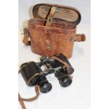 A pair of pre-First War/First War German military binoculars by Goerz of Berlin engraved "Leutnant