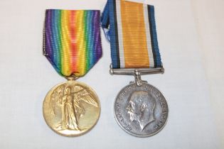 A First War pair of medals awarded to No. 24130 Pte. F. J.