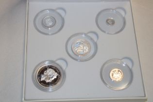 A 2019 silver sovereign five-piece proof coin set,