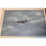 A large oil painting on canvas of a Wellington Bomber by B Wallond,