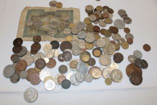 Various mixed Foreign coins including 1897 silver rupee etc.