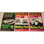 Three 1960/70's Mallory Park Motor Racing posters including Car Race Meetings,