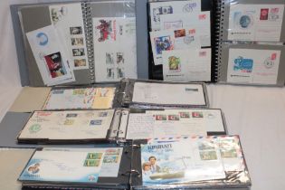 Five albums containing a selection of mixed World covers and first day covers including Tuvalu,