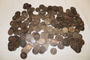 A large selection of various Victorian copper pennies and half-pennies