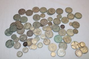 Thirty-eight pre-1947 silver florins, nine silver shillings,