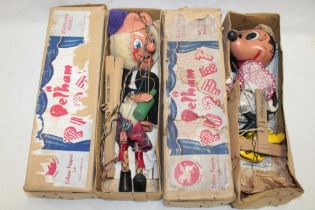 Two old Pelham puppets - Minnie Mouse and MacBoozle in original part boxes
