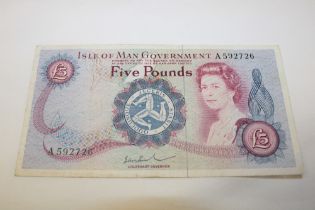 A scarce Isle of Man £5 bank note,