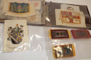 An album of various silk cigarette cards and loose silk cigarette cards including Kensitas flowers,
