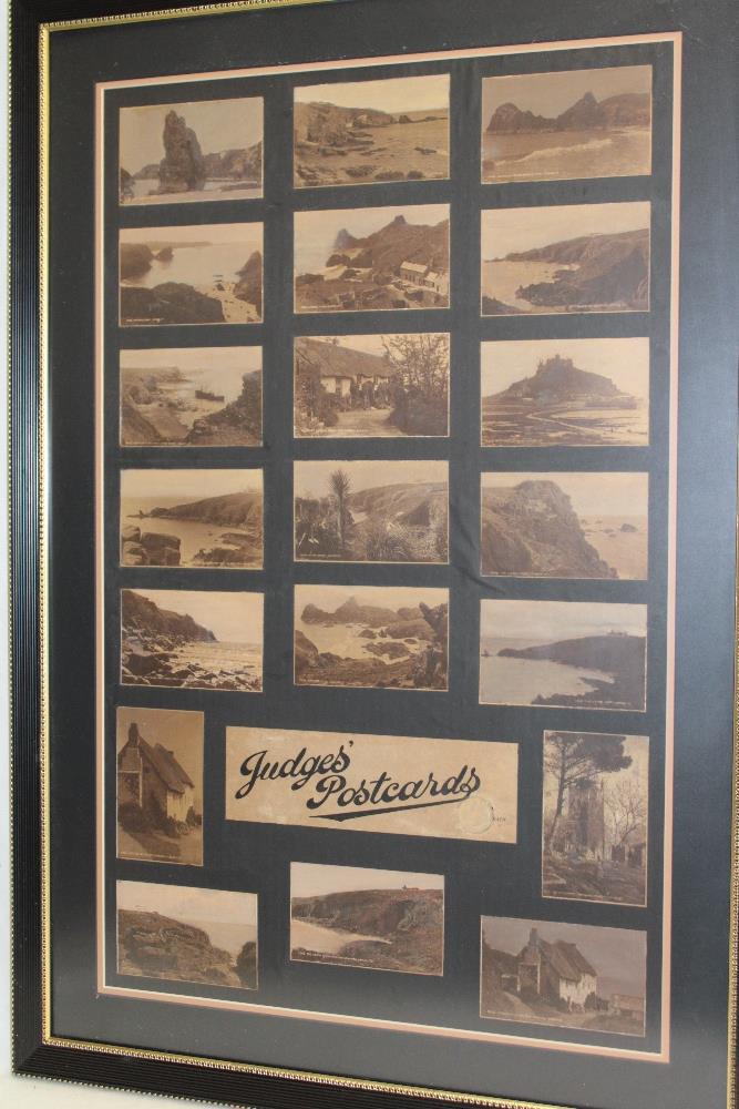 A 1930's "Judges' Postcards" shop display depicting numerous Lizard area postcards,