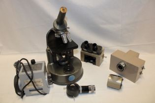 A monocular microscope by C Baker of London (requiring attention) and a selection of various