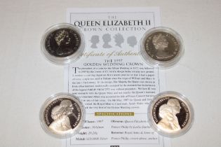 Four silver proof crowns including 1997, 1981 etc.