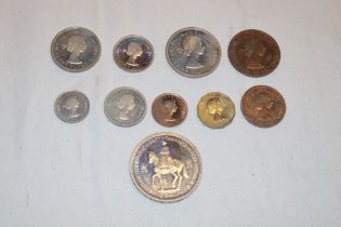 A set of ten 1953 proof coins - crown to farthing