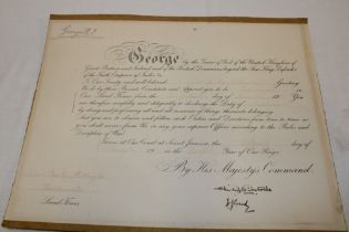 A 1921 Warrant Officer's document awarded to Quartermaster E. F.