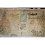 A pair of 19th century linen backed maps of North West and North East England circa.