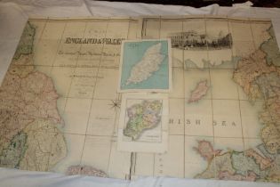 A pair of 19th century linen backed maps of North West and North East England circa.