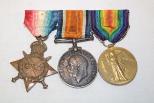 A 1914/15 star trio of medals awarded to No. 15810 Pte. S.