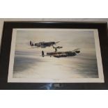 A coloured aircraft print "Memorial Flight" after Robert Taylor, signed by Leonard Cheshire,