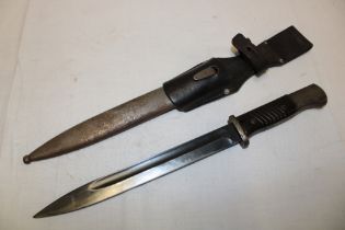 A Second War German K98 Mauser bayonet with single-edged blade by E.