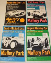 Four 1960/70's Mallory Park Motor Racing posters including Formula 2 Car Race Meeting,