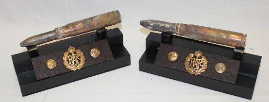 Two Spitfire 20mm cannon rounds dated 1943 (originally recovered from a crash site in France) on