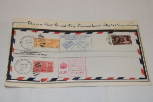 A 1937 First Round Trip Transatlantic flight cover in special folder