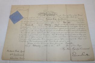 An 1897 Commission document awarded to 2nd Lt. R.