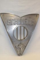 A 1960s aluminium vehicle grill from a Scammell three-wheeler lorry,