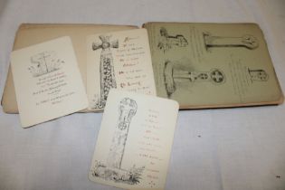 A 19th century sketch book of pen and ink sketches of Cornish Crosses with text dated 1898